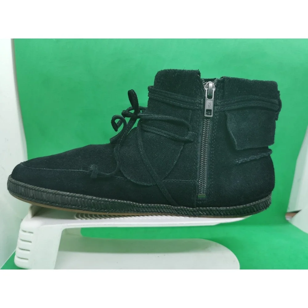 UGG Australia Reid Slate Chestnut Black Ankle Boot Suede Zipper Size 10 M